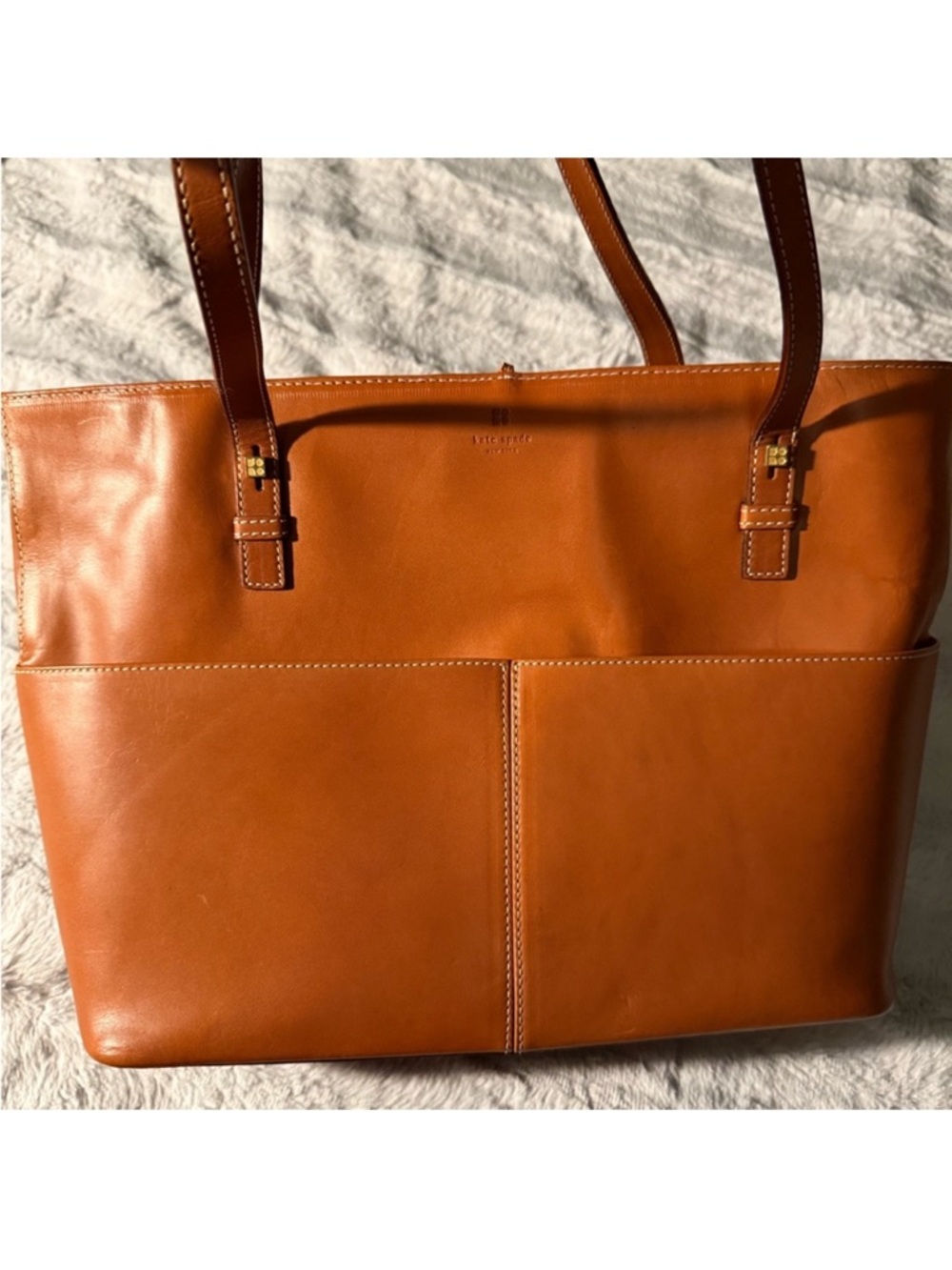 Leather Tote Bag in Cognac Brown - Kate Spade